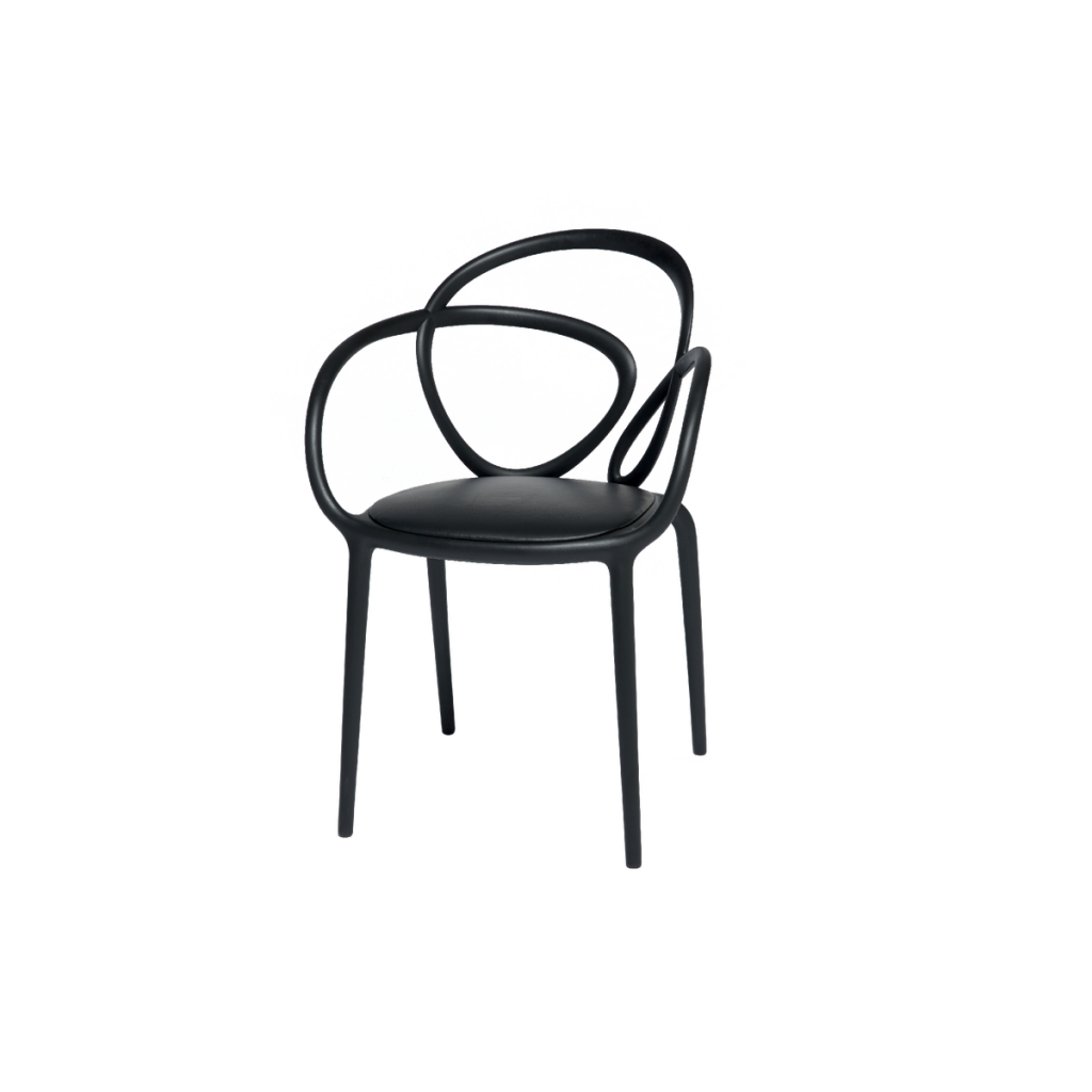 Krzesło Loop z poduszką czarne – 2 szt.