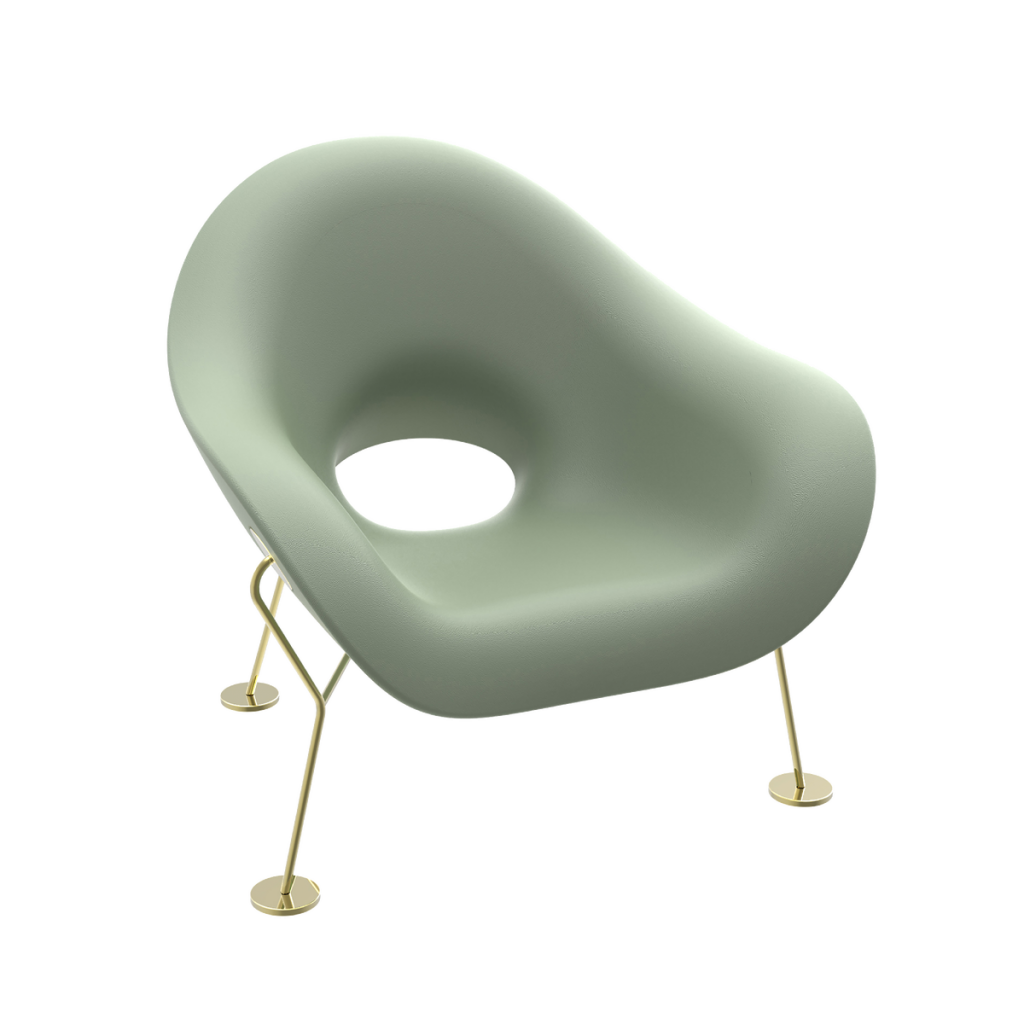 Fotel Pupa zielono-mosiężny