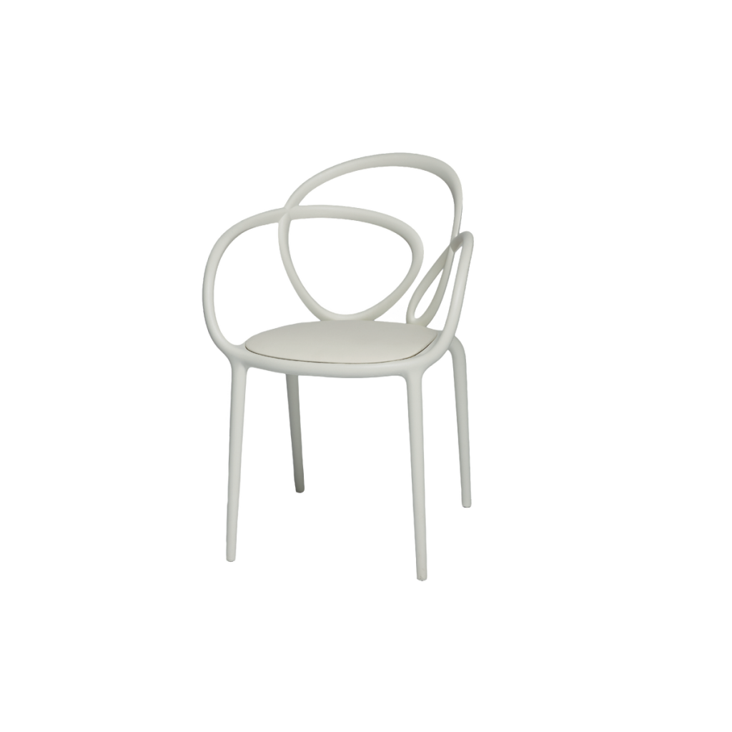 Krzesło Loop z poduszką białe – 2 szt.