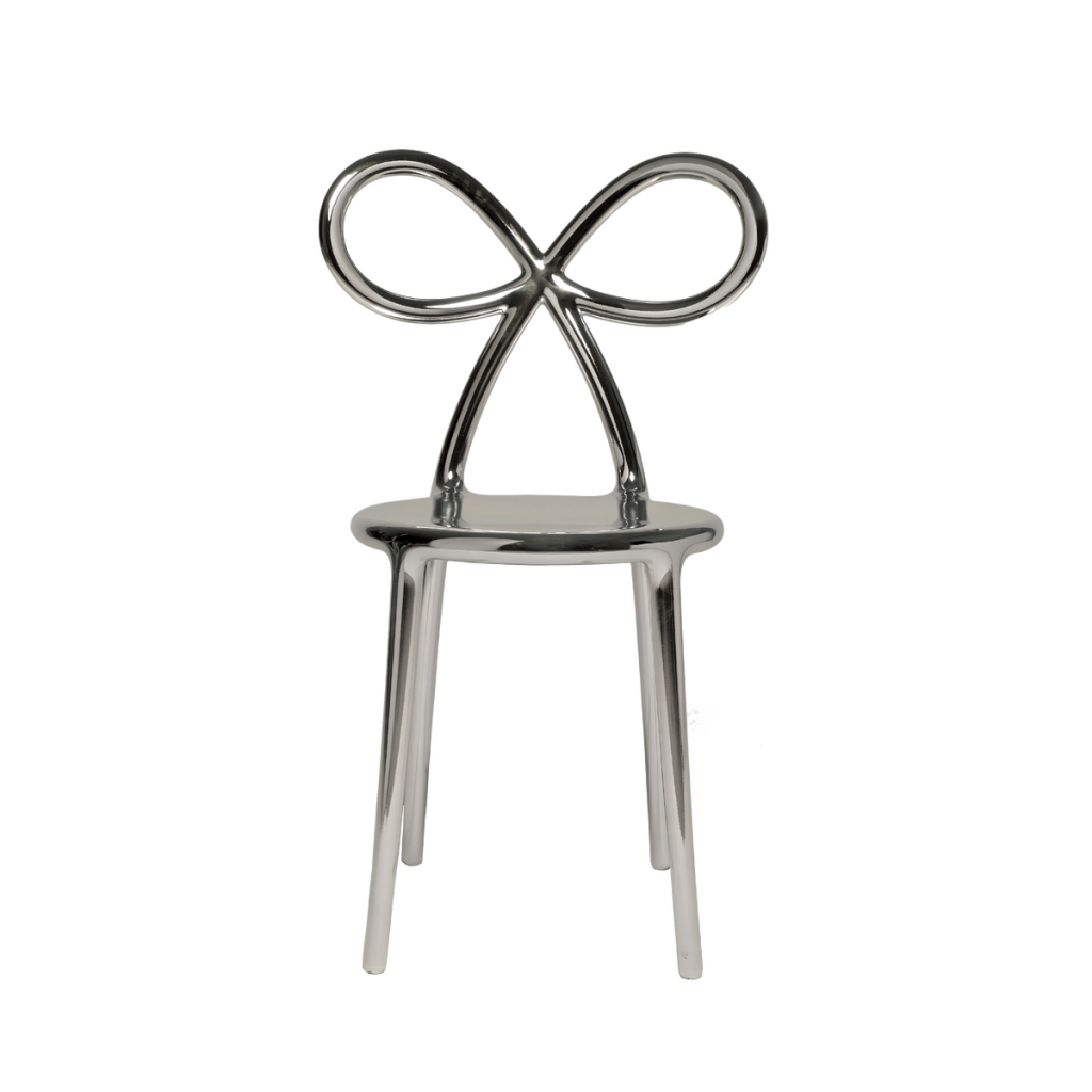 Zestaw 2 krzeseł Ribbon metalowych srebrnych