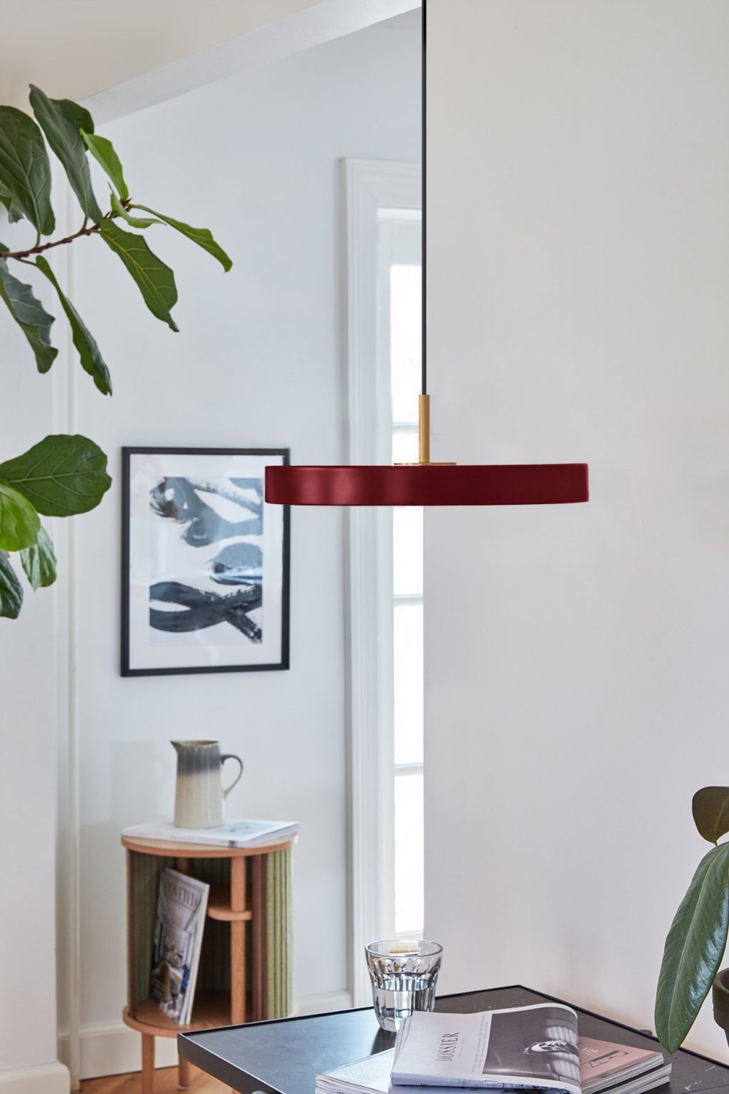 Lampa Asteria mini ruby / steel top UMAGE - bordowa / stalowy dekor