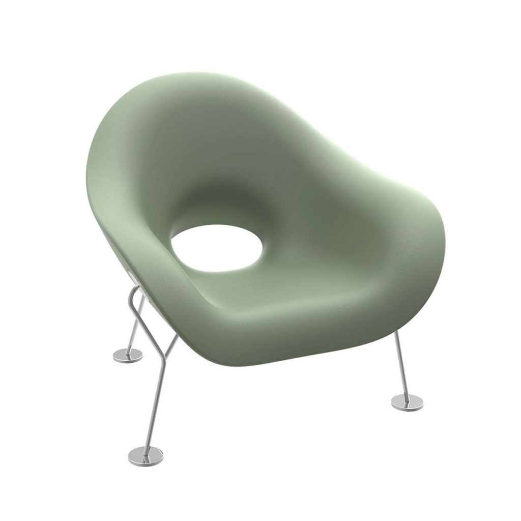 Fotel Pupa zielono-chromowany