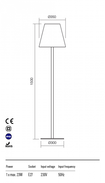 Lampa podłogowa zewnętrzna PINO 150cm, ciemno szara