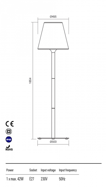 Lampa podłogowa zewnętrzna PINO 185cm, biała