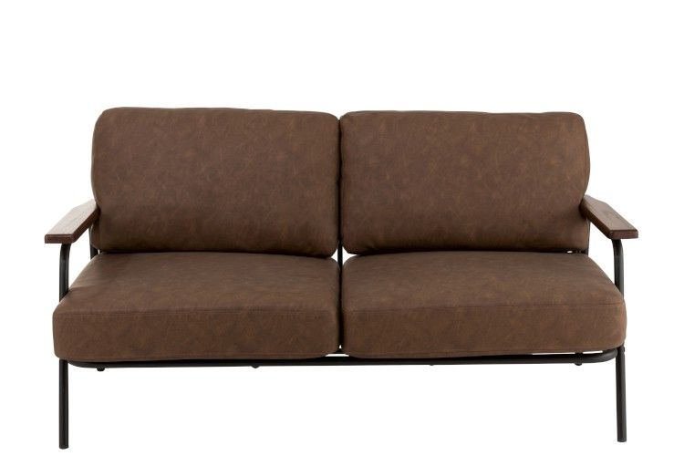 Sofa 2-osobowa, brązowa