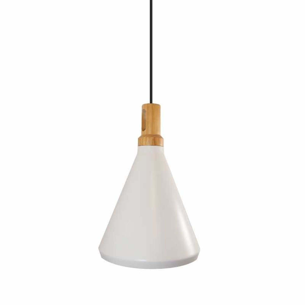 Lampa wisząca NORDIC WOODY biało drewniana 25 cm