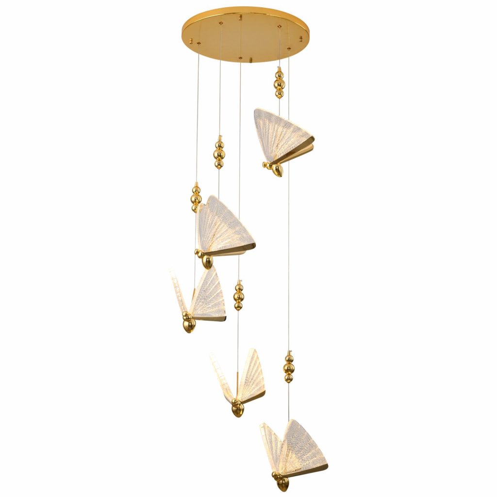 Lampa wisząca BEE LAMP 5 LED złota 45 cm