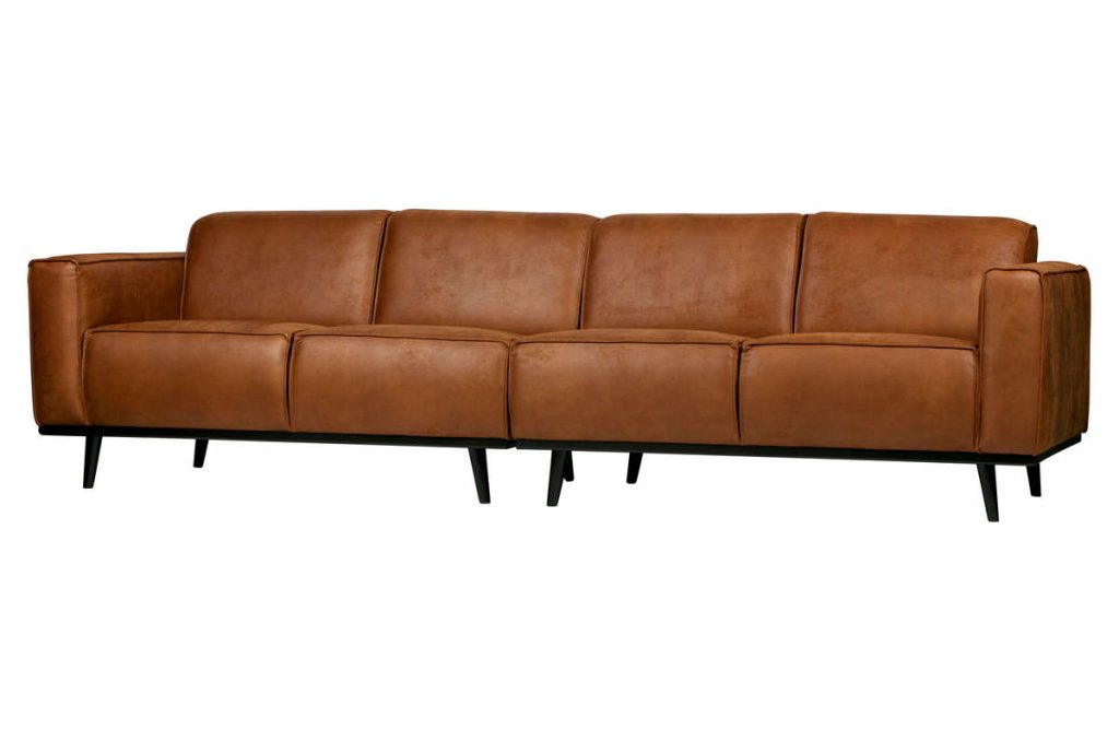Sofa Statement 4-osobowa 280 cm ekoskóra koniakowa