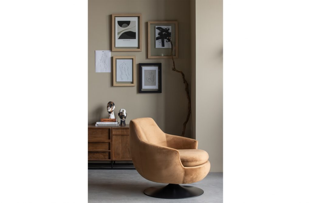 Fotel obrotowy Jada aksamitny brązowy