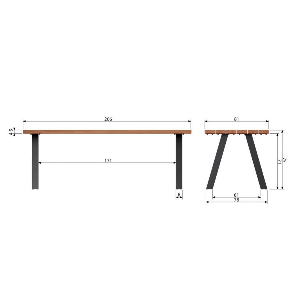 Tablo Outdoor Dining Table Wood With A-leg Metal [fsc]