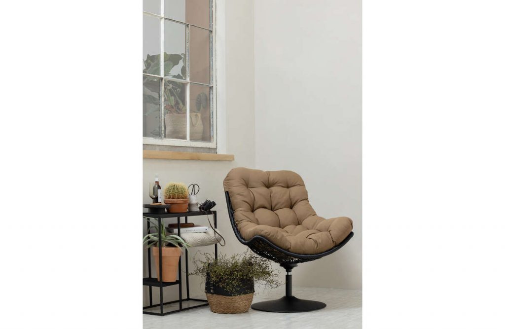 Fotel obrotowy VIVE outdoor rattan, brązowy/czarny
