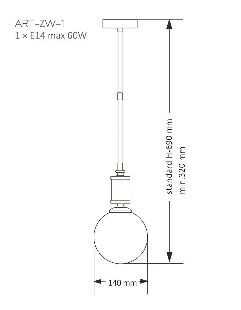 LAMPA MOSIĘŻNA KUTEK MOOD ART-ZW-1(N)G