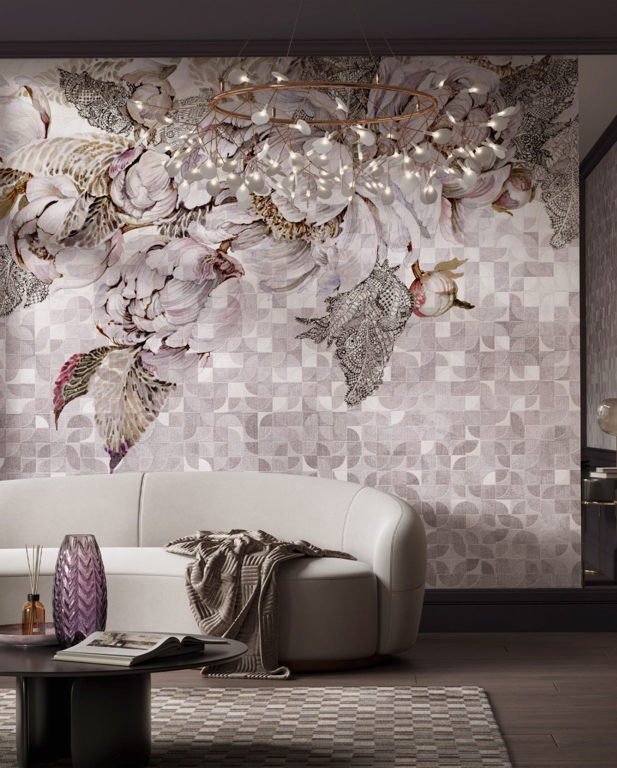 Tapeta w kwiaty fuksjowe Brocard - Wonderwall