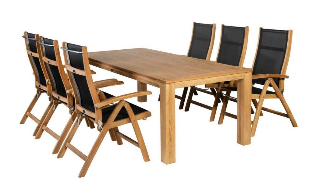 Caldo rozkładany fotel ,drewno tekowe, FSC 100% czarny