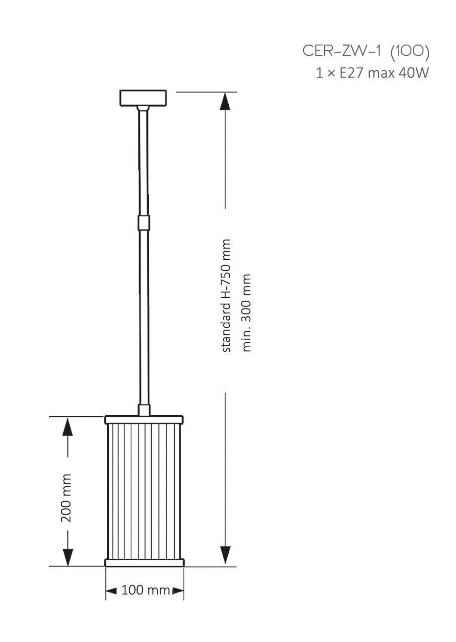 LAMPA MOSIĘŻNA CERO KUTEK MOOD CER-ZW-1(Z)100 LAMPA MOSIĘŻNA CERO KUTEK MOOD CER-ZW-1(Z)100