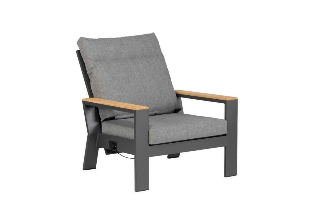 Valerie rozkładany fotel ,drewno tekowe, FSC 100% antracytowy