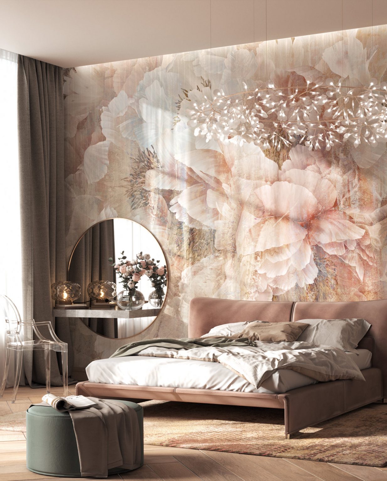 Tapeta w stylizowane kwiaty Celine - Wonderwall