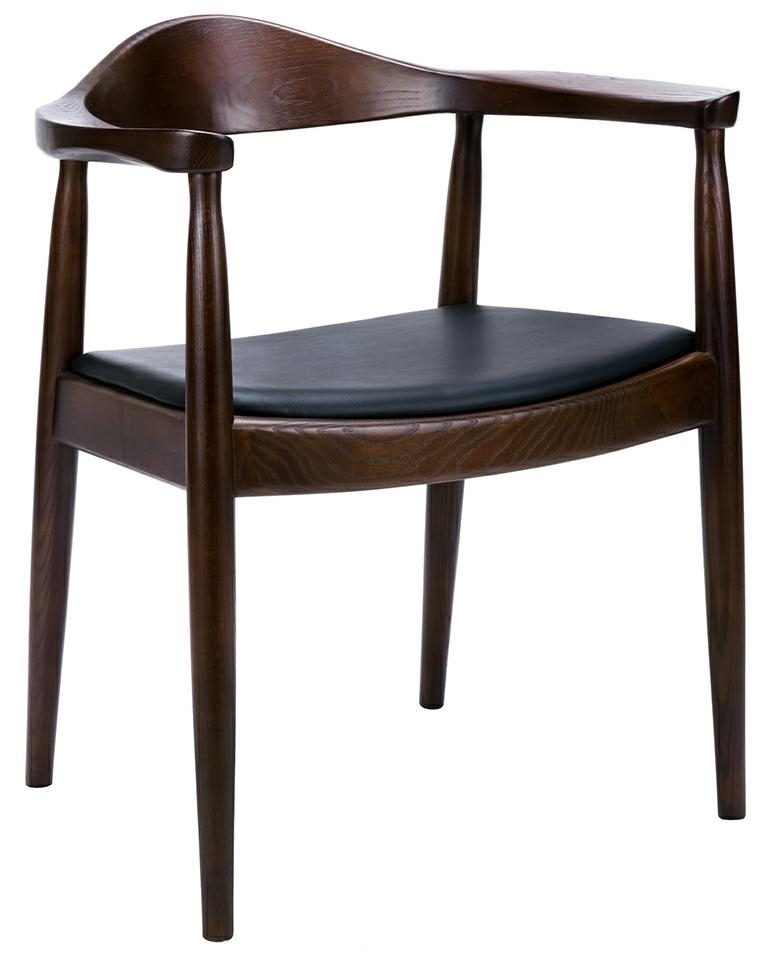 Krzesło KENNEDY ciemnobrązowe – drewno jesion, ekoskóra