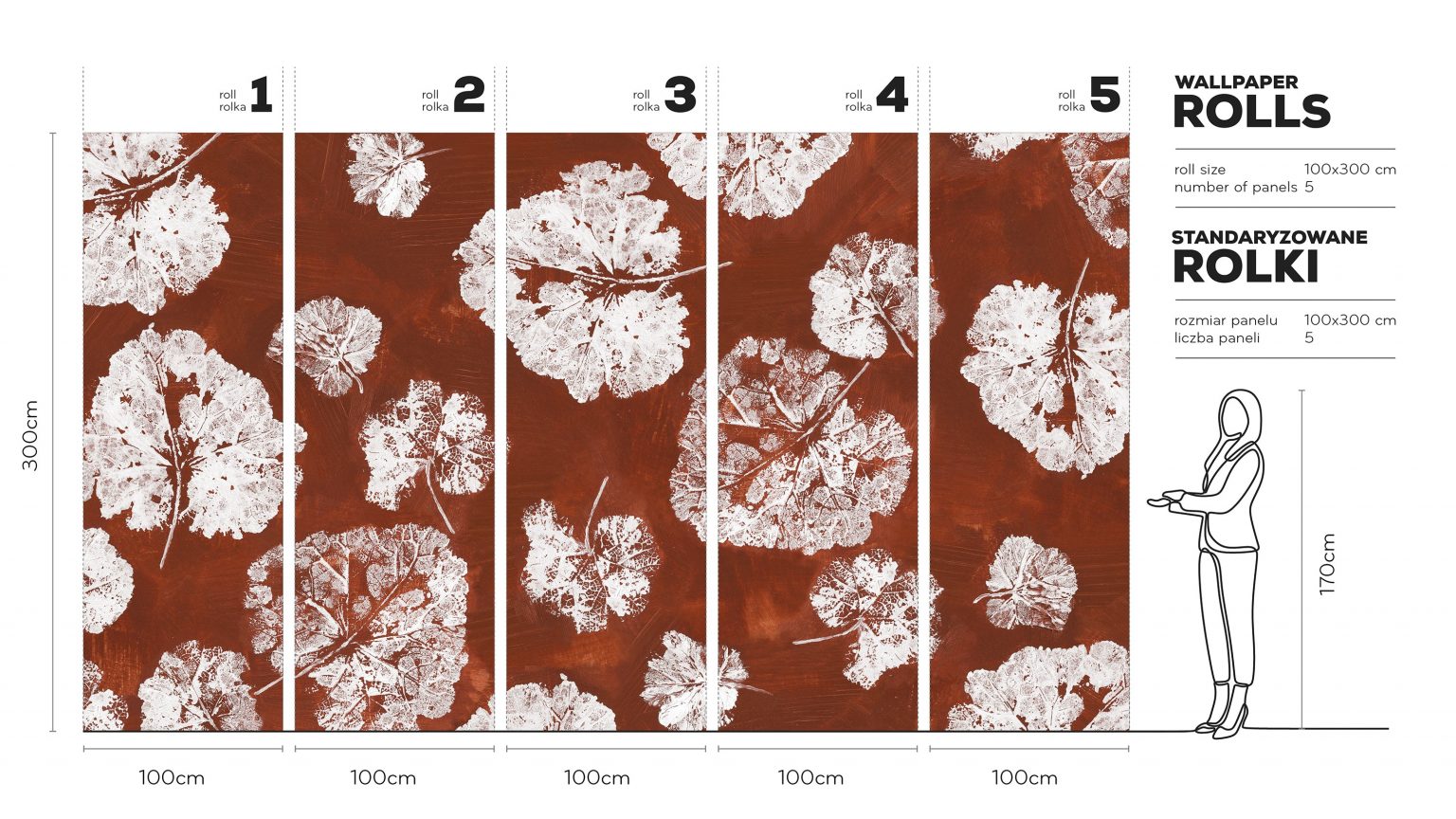 Foglia Rust - Tapeta w standaryzowanych rolkach