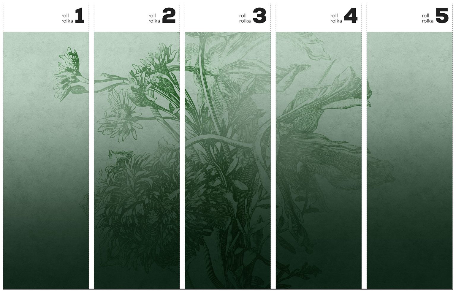 Green Ombre Flower - Tapeta w standaryzowanych rolkach