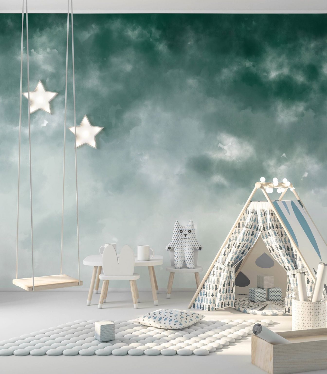 Tapeta Watercolor Ombre Green