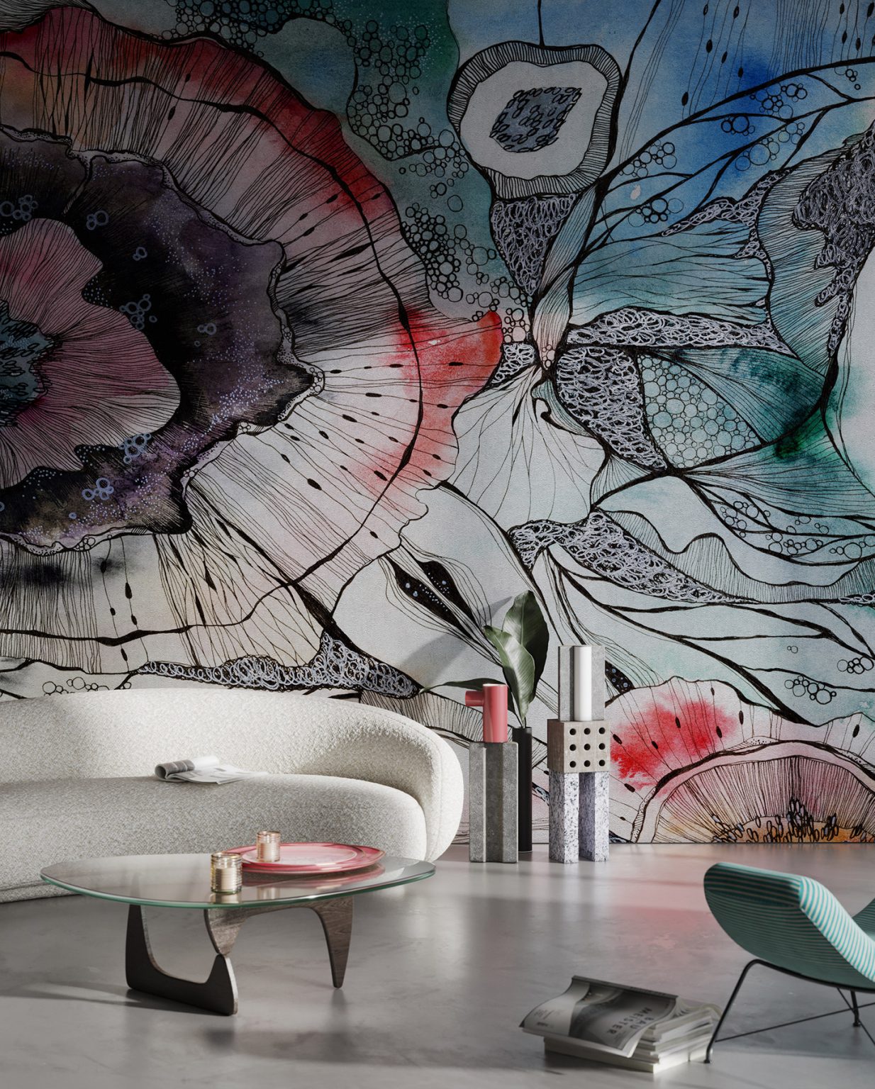 Tapeta abstrakcyjna w odcieniach niebieskiego Jam - Wonderwall