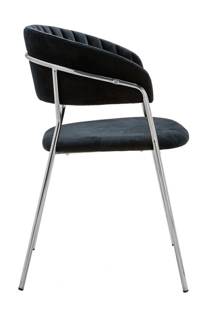 Krzesło MARGO SILVER czarne – welur, podstawa chromowana