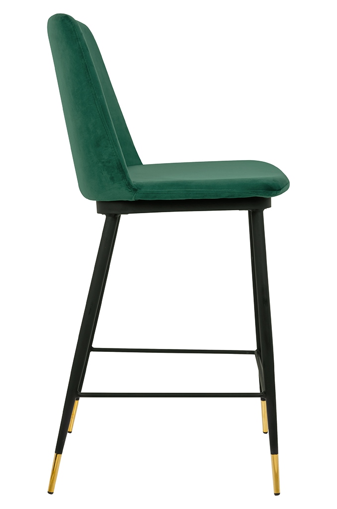 Krzesło barowe DIEGO 65 zielone – welur, podstawa czarno złota