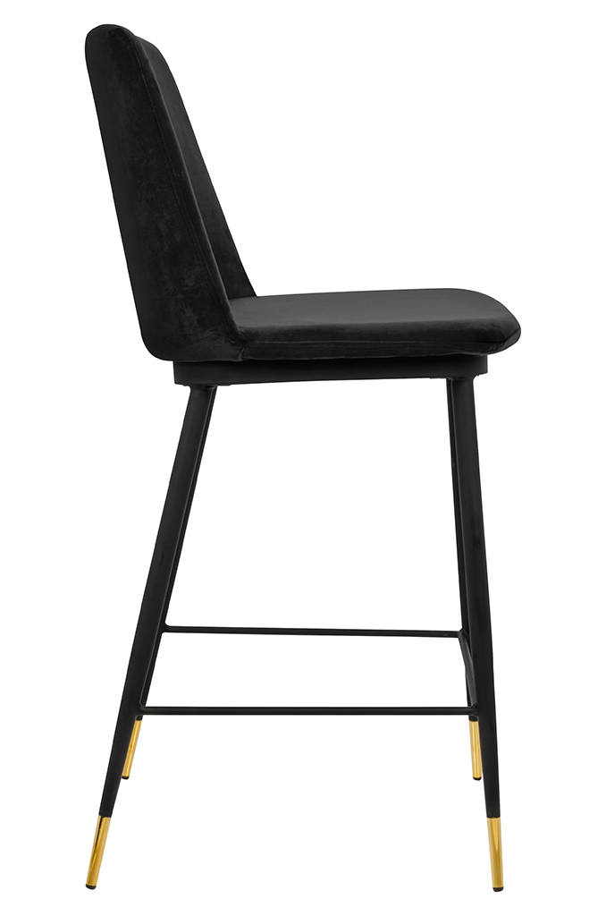 Krzesło barowe DIEGO 65 czarne – welur, podstawa czarno złota