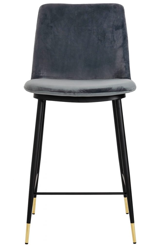 Krzesło barowe DIEGO 65 ciemny szary – welur, podstawa czarno złota