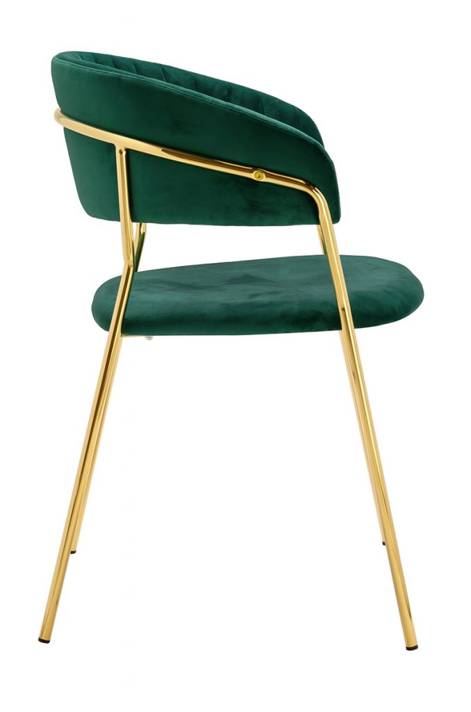 Krzesło MARGO ciemny zielony – welur, podstawa złota