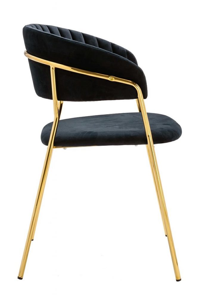 Krzesło MARGO czarne – welur, podstawa złota