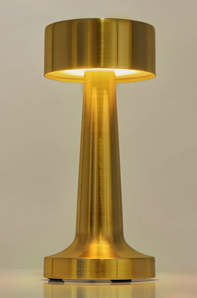 Lampa biurkowa LEE złota – wbudowana bateria, LED