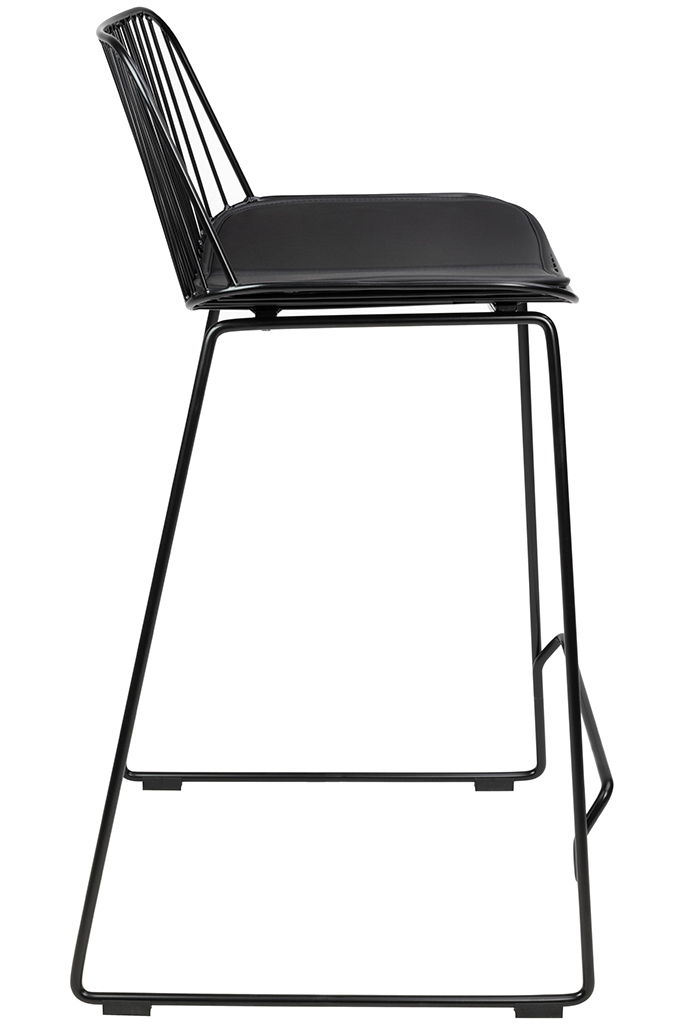 Krzesło barowe MILES czarne 66 cm – metal, ekoskóra