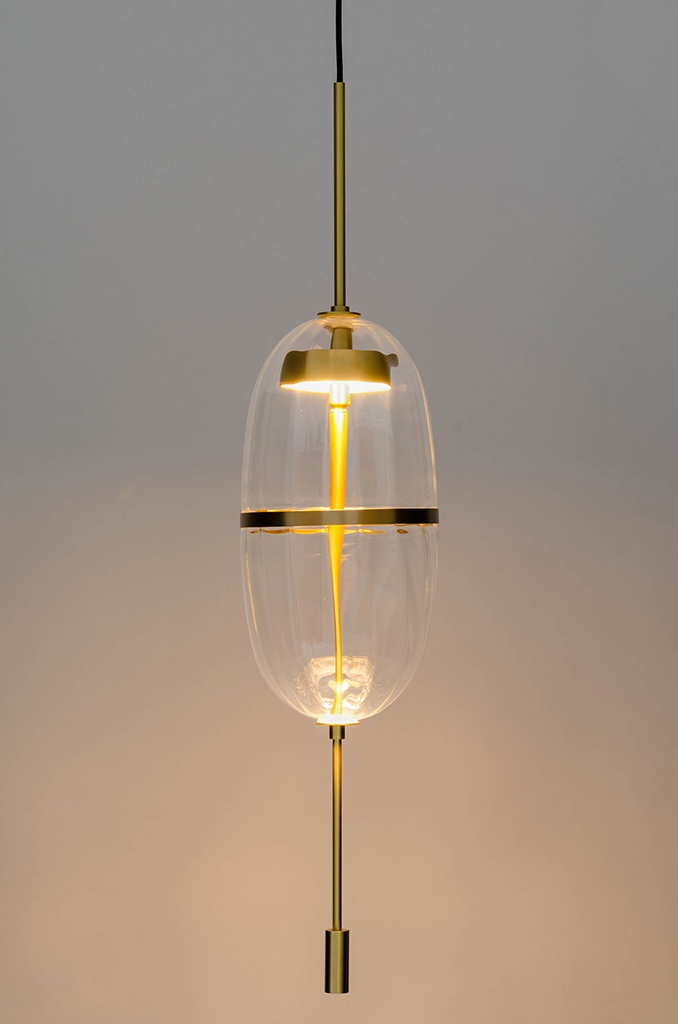 Lampa wisząca CHAPLIN 200 mosiądz – LED, szkło