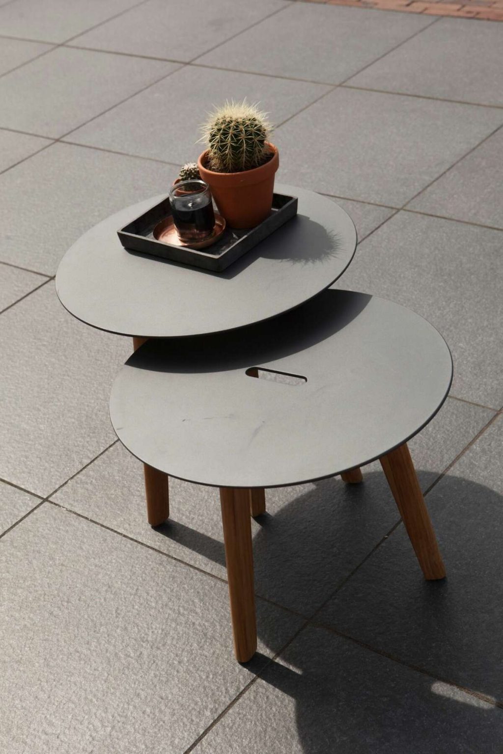 Laura stolik komplet ,drewno tekowe, FSC 100% biały