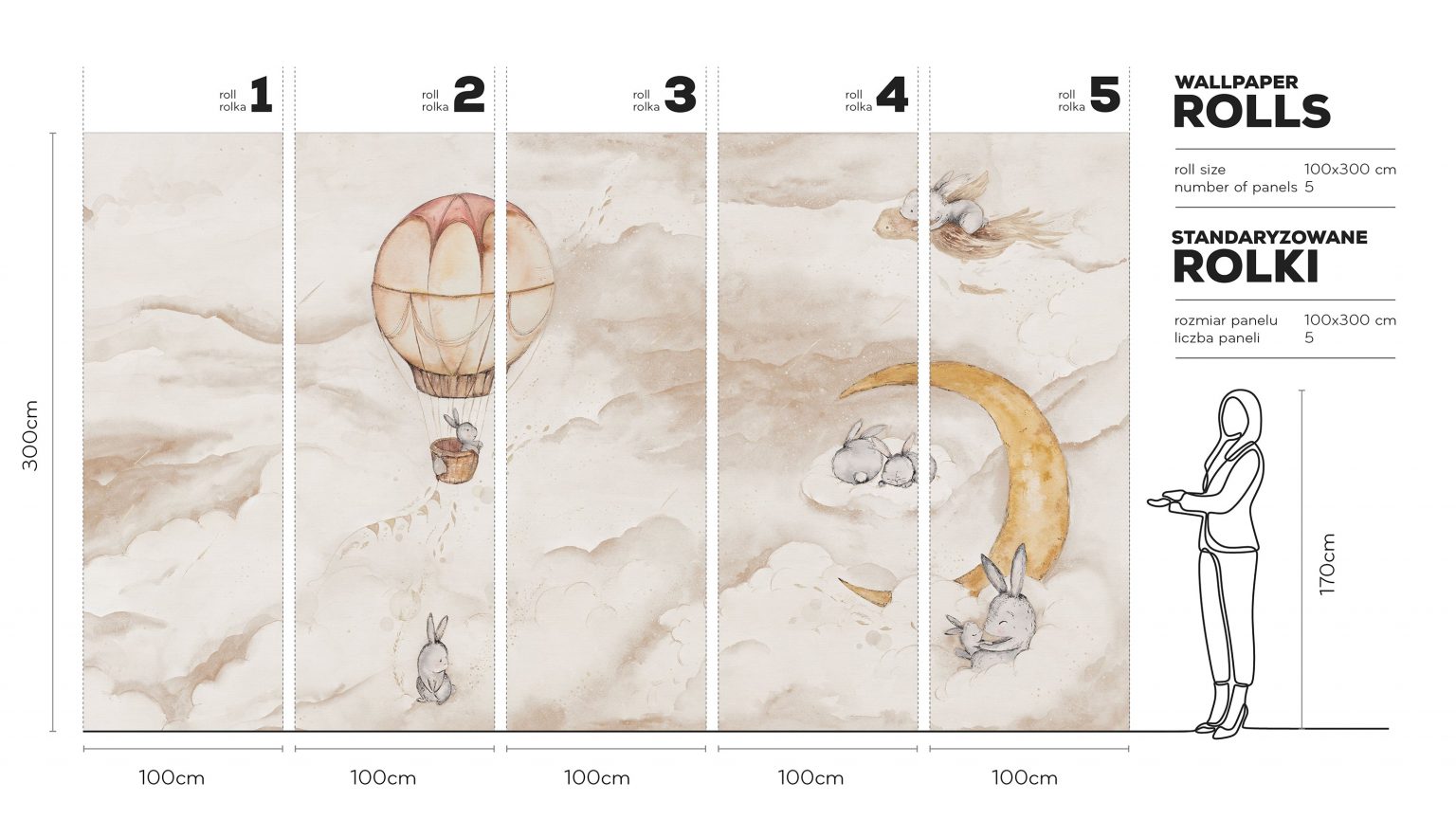 Moonie Beige - Tapeta w standaryzowanych rolkach