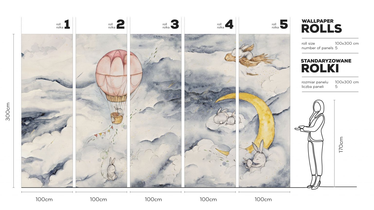 Moonie Blue - Tapeta w standaryzowanych rolkach