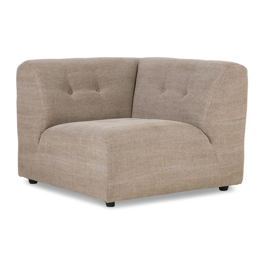 vint couch: element right, linen blend, taupe