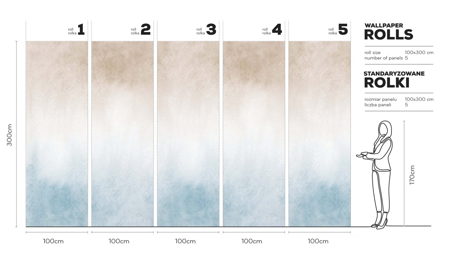 Tapeta Ombre beige&blue