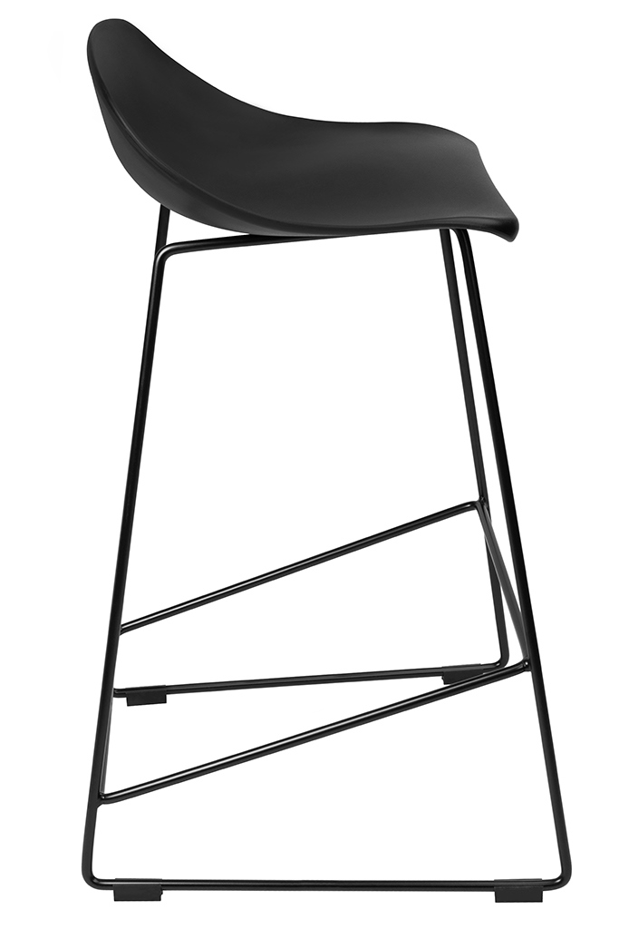 Krzesło barowe ROLF czarne 66 cm – polipropylen, metal