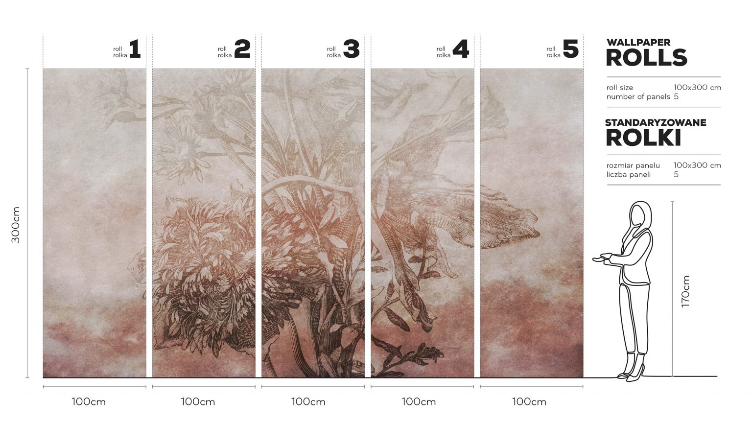 Rust Ombre Flower - Tapeta w standaryzowanych rolkach