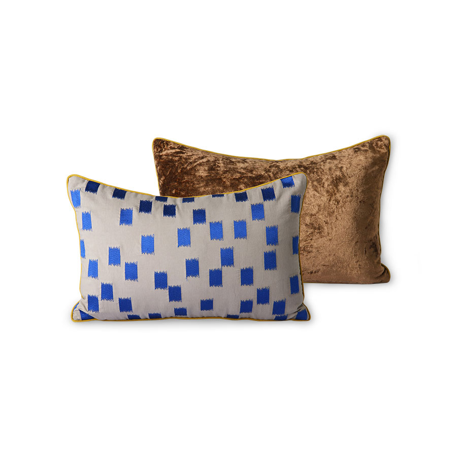 DORIS for HKLIVING: szyta poduszka niebieska-szczotkowana (25×40)