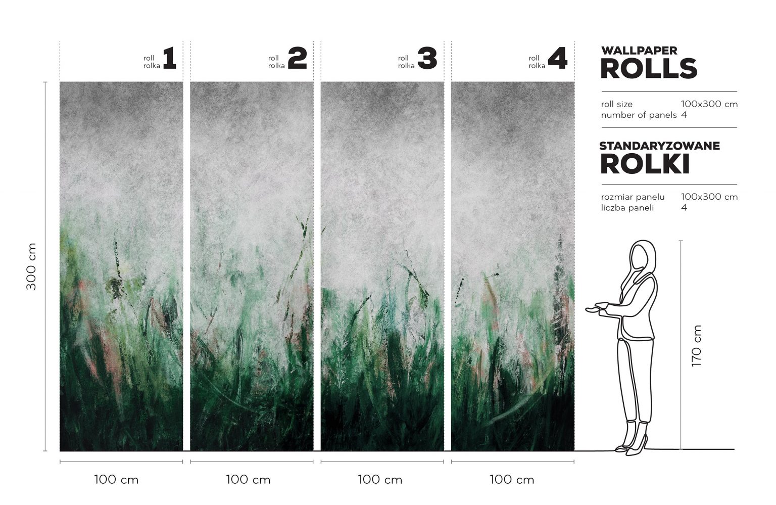 Tosca Green - Tapeta w standaryzowanych rolkach