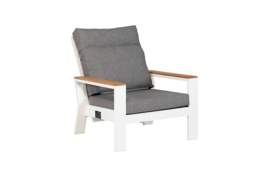 Valerie rozkładany fotel ,drewno tekowe, FSC 100% biały