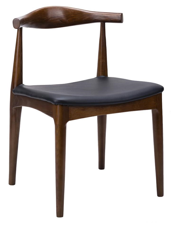 Krzesło ELBOW ciemnobrązowe – drewno jesion, ekoskóra czarna