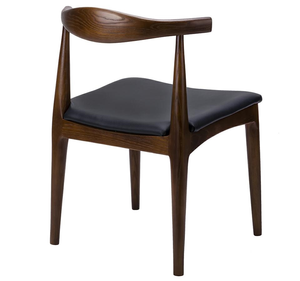 Krzesło ELBOW ciemnobrązowe – drewno jesion, ekoskóra czarna