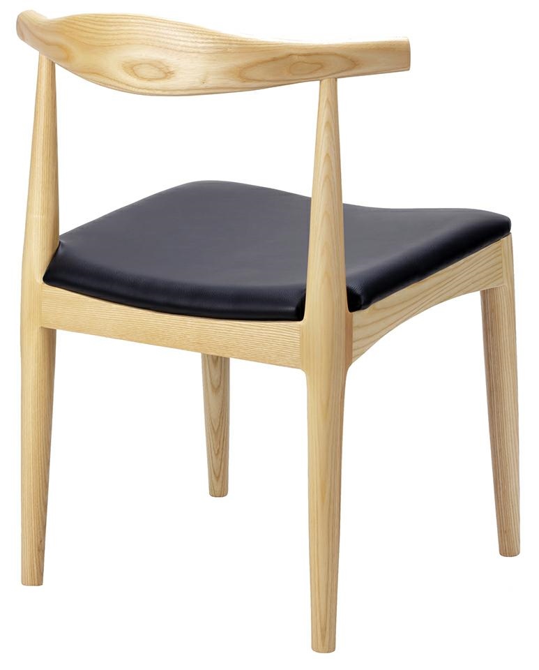 Krzesło ELBOW naturalne – drewno jesion, ekoskóra czarna