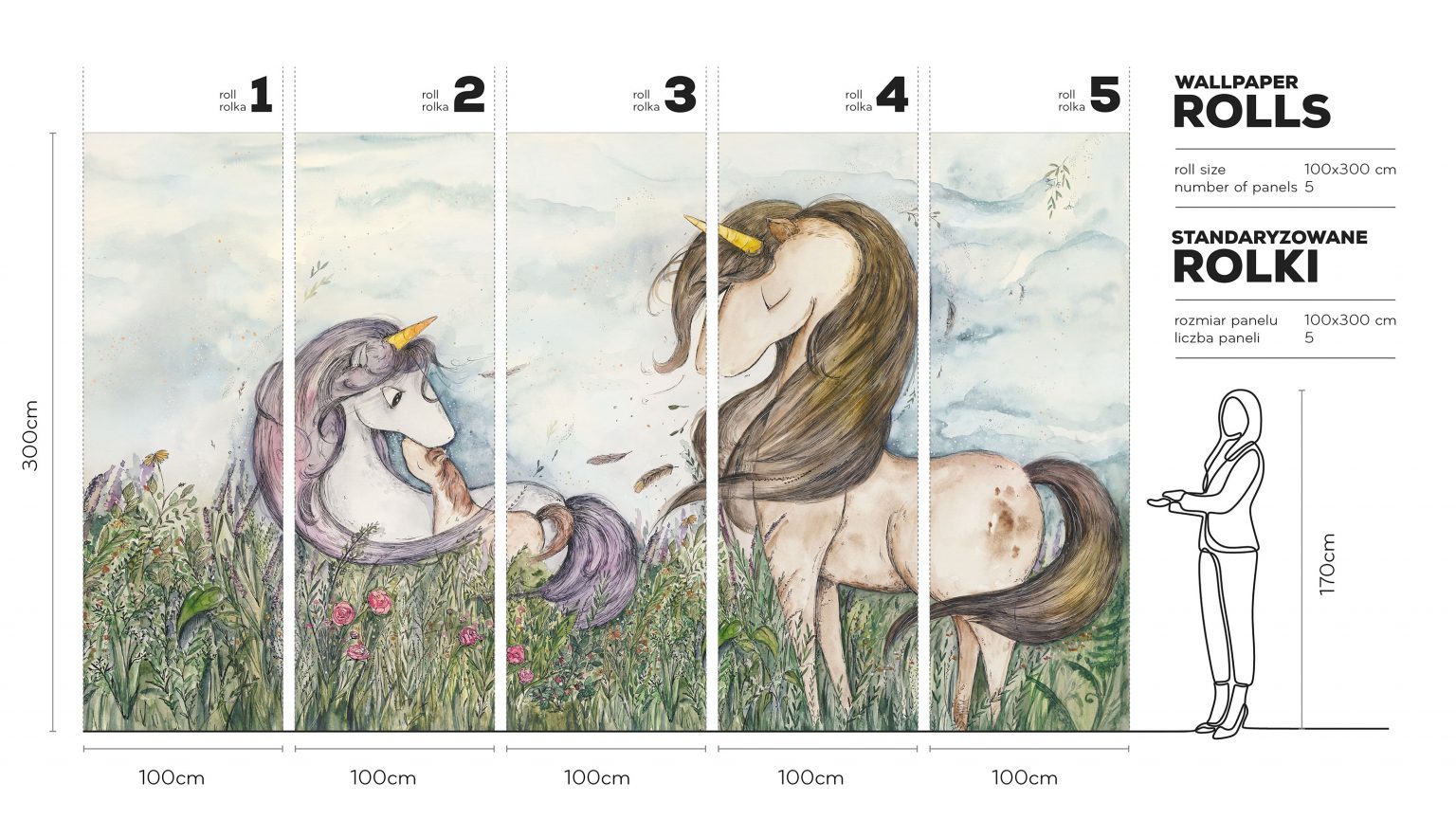 Wild Unicorns - Tapeta w standaryzowanych rolkach