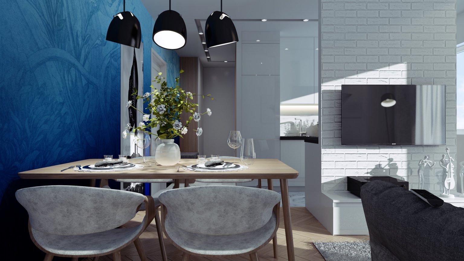 Tapeta Blue Ombre Flower